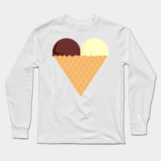 Chocolate And Banana Love Heart Ice-Cream Digital Art | Melanie Jensen Illustrations Long Sleeve T-Shirt